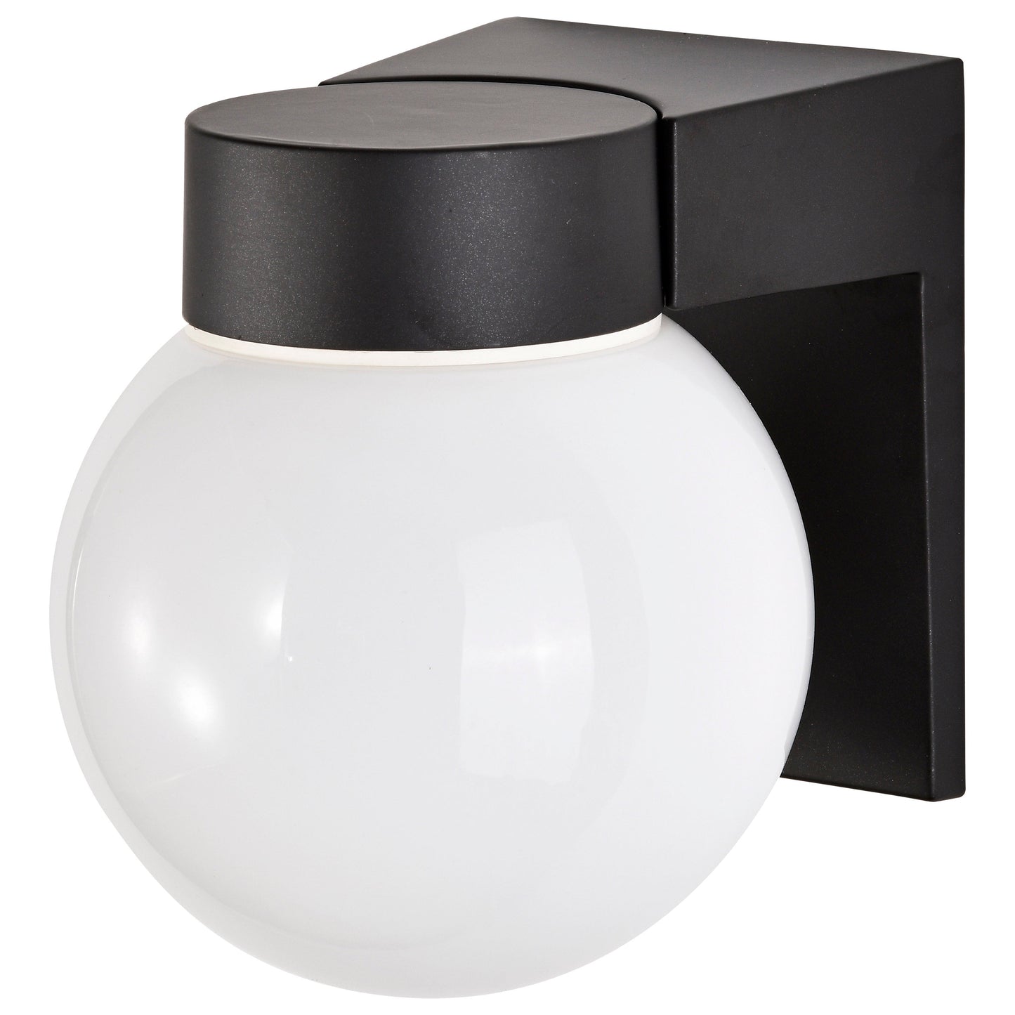 1 Light - 8" - Utility; Wall Mount - With White Glass Globe - Satin Aluminum Finish