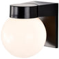 1 Light - 8" - Utility; Wall Mount - With White Glass Globe - Black Finish