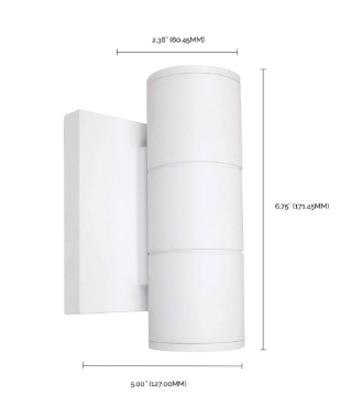 2 Light LED Small Up and Down Sconce Fixture in White Finish