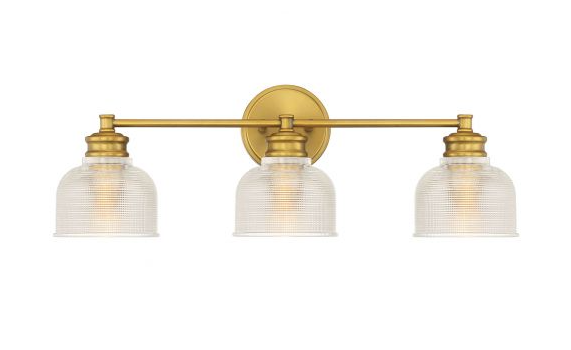 3-Light Bathroom Vanity Light in Natural Brass