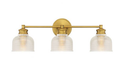 3-Light Bathroom Vanity Light in Natural Brass