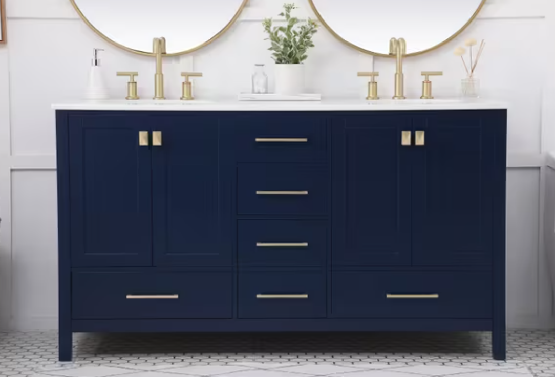 60 inch Double Vanity in Blue