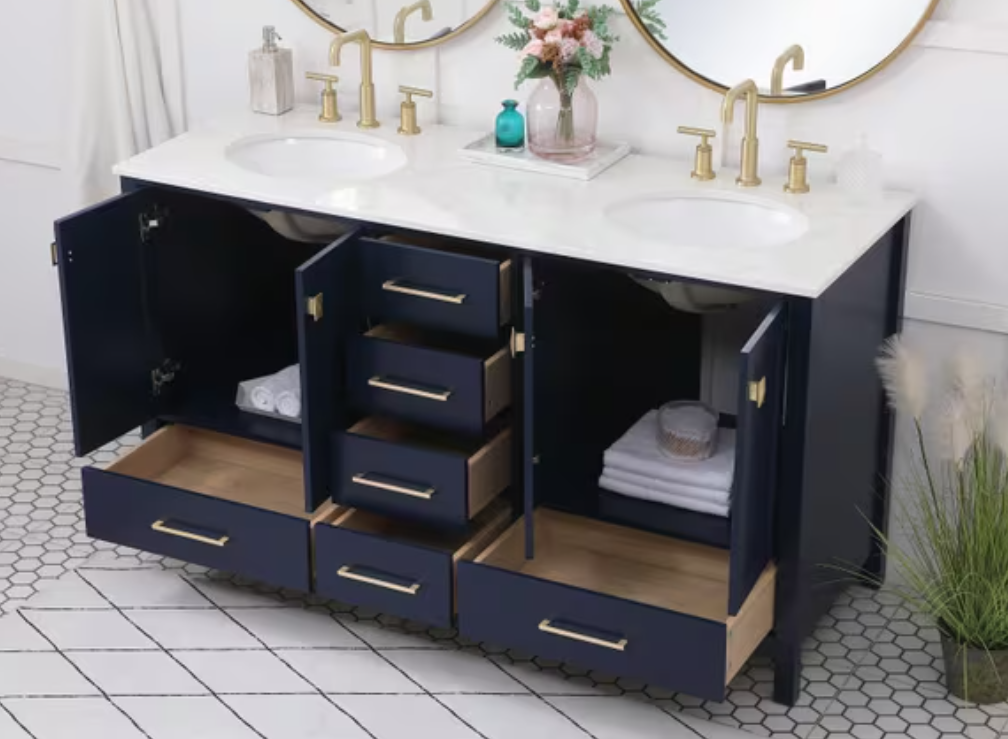 60 inch Double Vanity in Blue