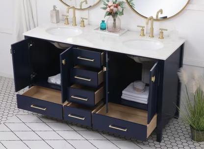 60 inch Double Vanity in Blue