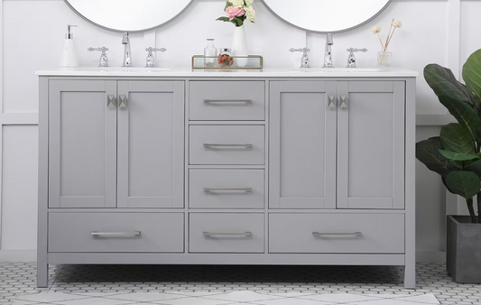 60 inch Double Vanity in Grey