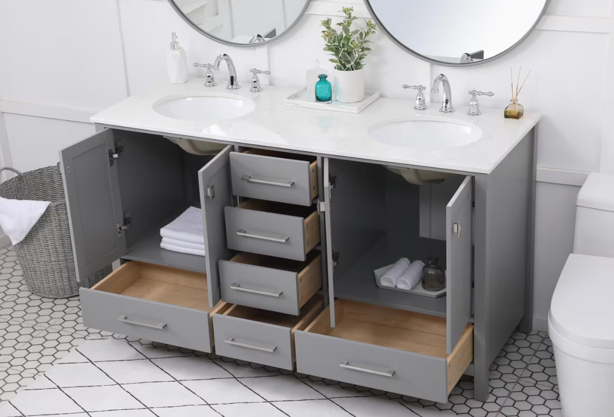 60 inch Double Vanity in Grey