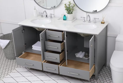 60 inch Double Vanity in Grey