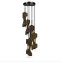 60W X 5 Zamora 5 Light Wood Pendant With Clear Glass Shade
