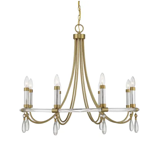 Mayfair 8-Light Chandelier in Warm Brass and Chrome