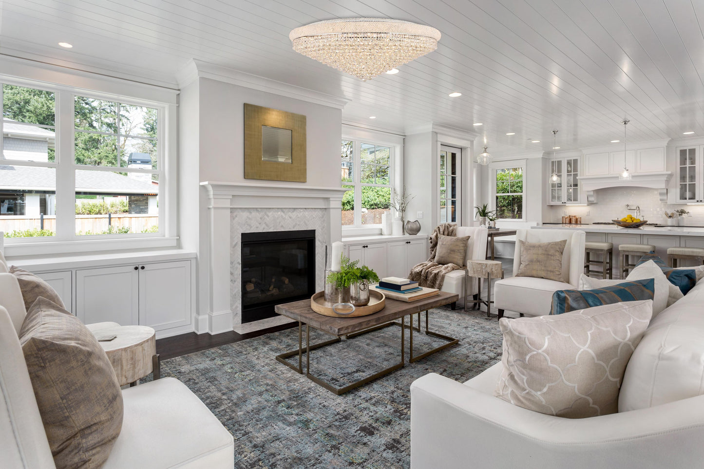 Primo 33 light Chrome Flush Mount Clear Royal Cut Crystal