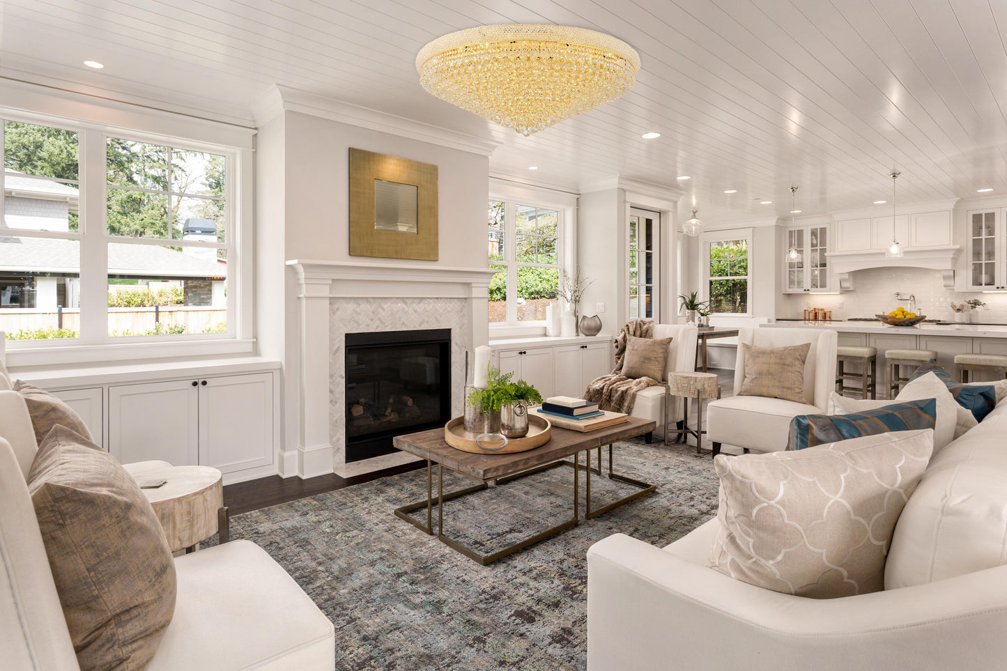 Primo 33 light Gold Flush Mount Clear Royal Cut Crystal