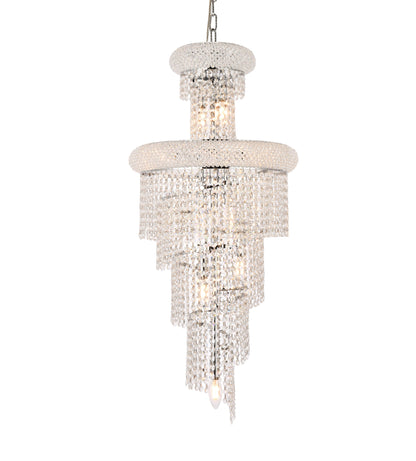 Spiral 10 light Chrome Pendant Clear Royal Cut Crystal