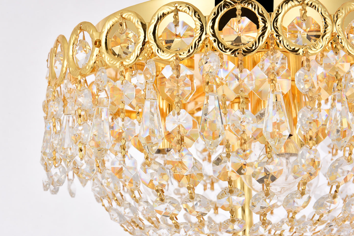 Century 3 light Gold Flush Mount Clear Royal Cut Crystal