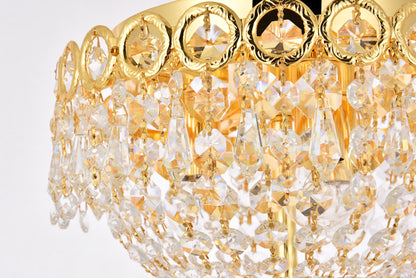 Century 3 light Gold Flush Mount Clear Royal Cut Crystal