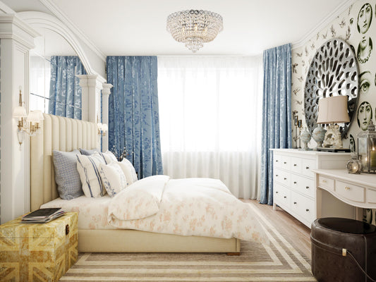 Century 6 light Chrome Flush Mount Clear Royal Cut Crystal