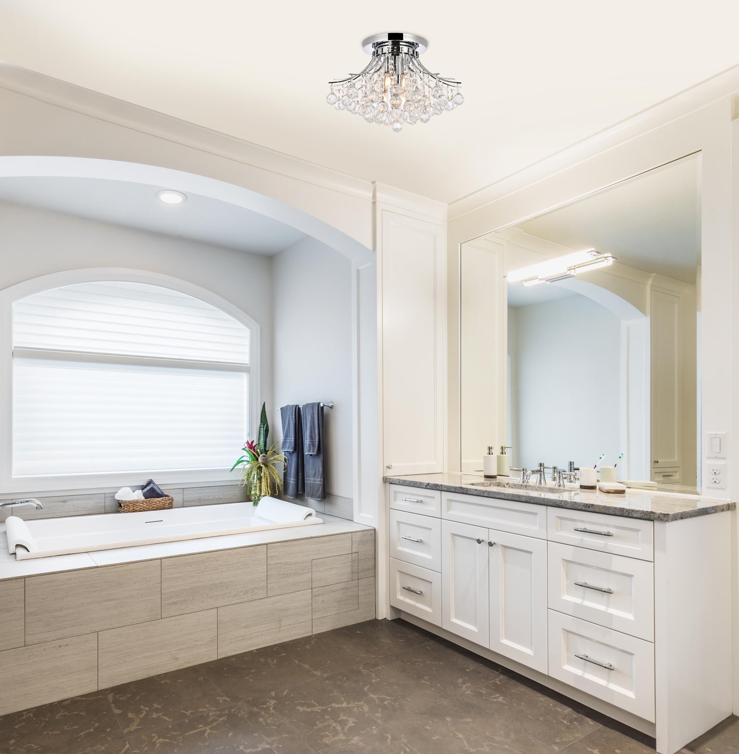 Toureg 6 light Chrome Flush Mount Clear Royal Cut Crystal