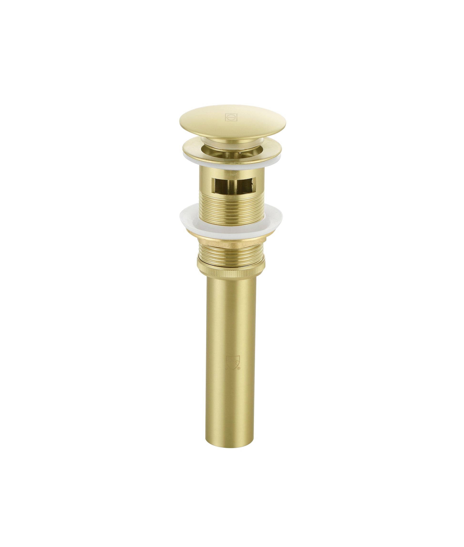 Pop-up bathroom sink drain with overflow in Brushed Gold