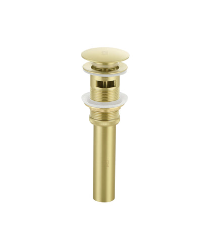 Pop-up bathroom sink drain with overflow in Brushed Gold