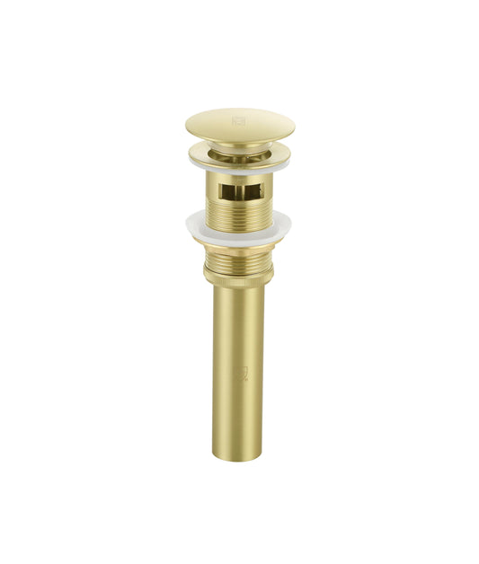 Pop-up bathroom sink drain with overflow in Brushed Gold