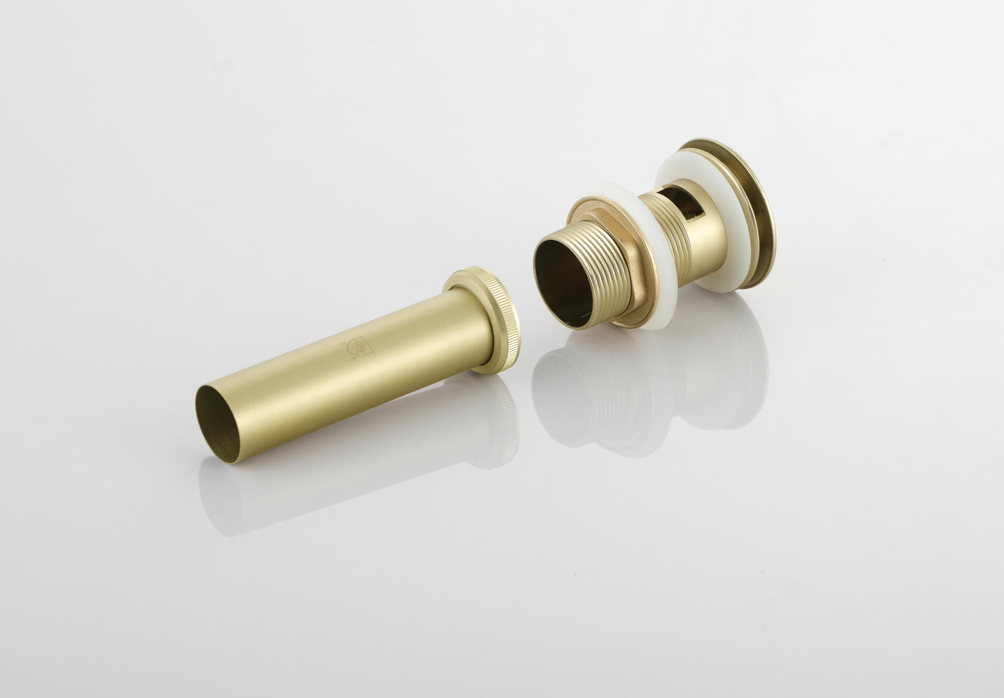 Pop-up bathroom sink drain with overflow in Brushed Gold