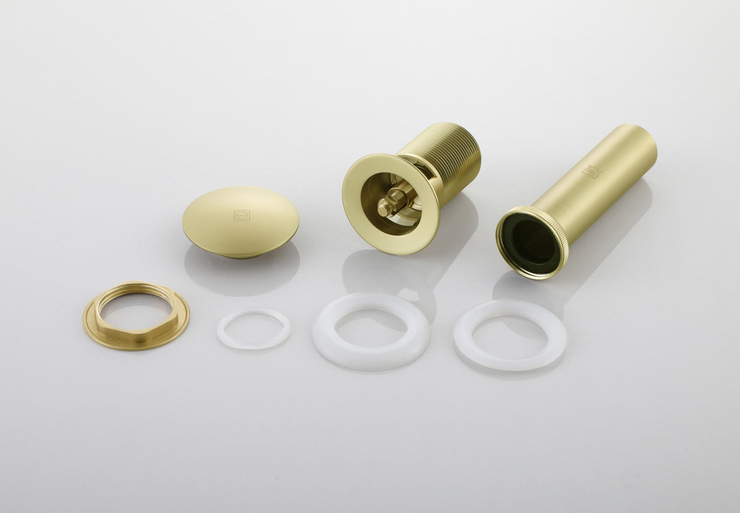 Pop-up bathroom sink drain with overflow in Brushed Gold