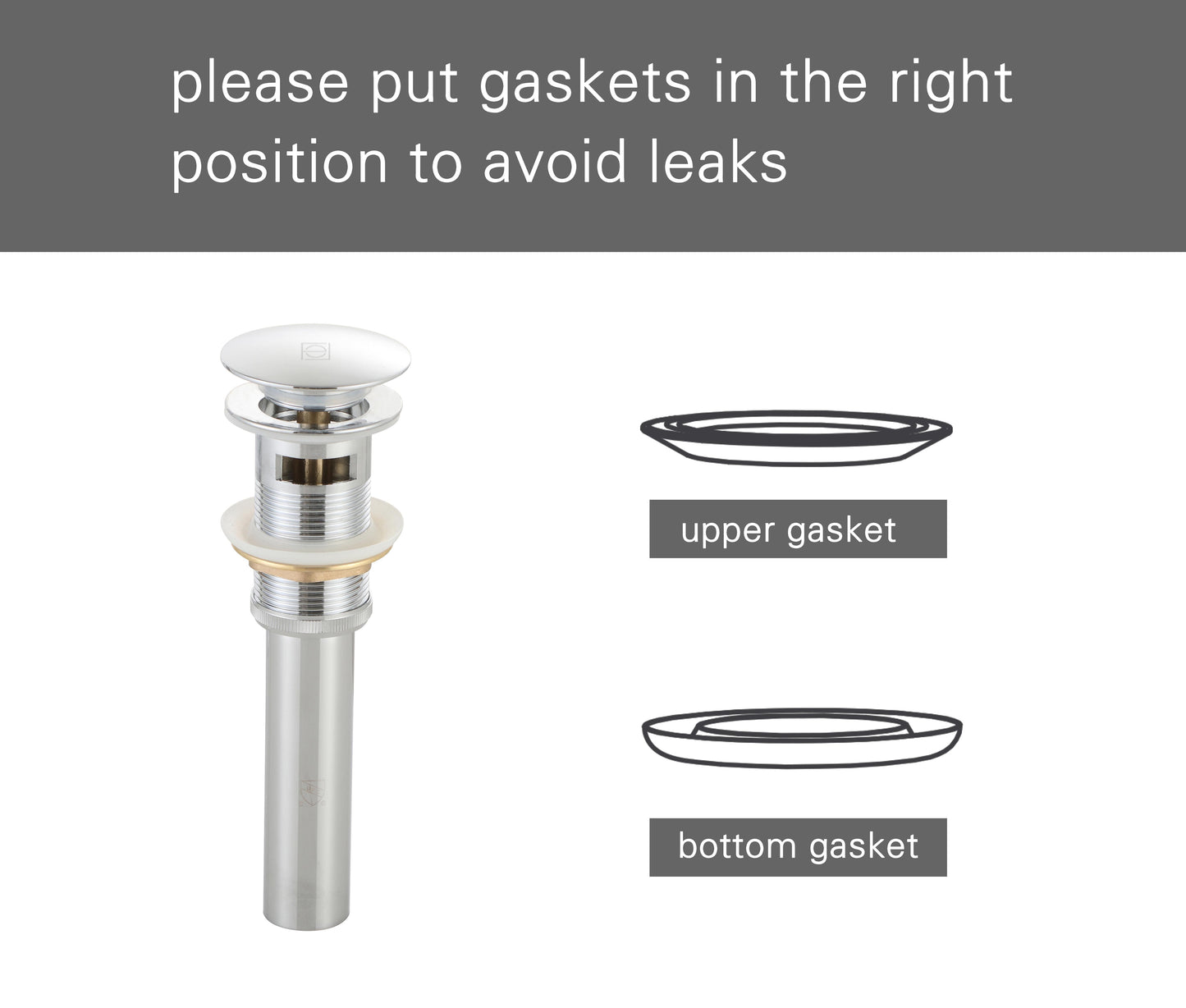 Pop-up bathroom sink drain with overflow in Polished Chrome