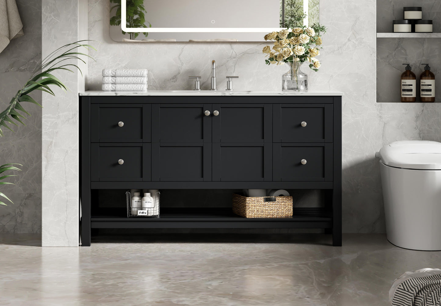 54 inch Single Bathroom Vanity in Black