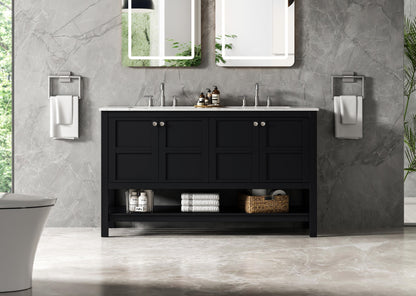 54 inch Double Bathroom Vanity in Black
