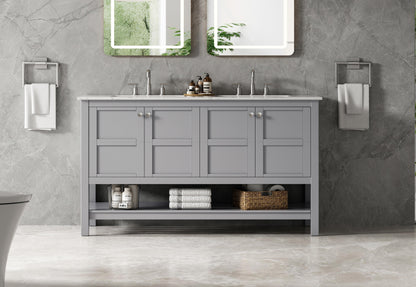 54 inch Double Bathroom Vanity in Grey