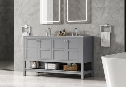 54 inch Double Bathroom Vanity in Grey