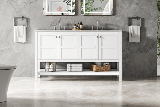 54 inch Double Bathroom Vanity in White