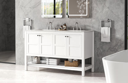 54 inch Double Bathroom Vanity in White