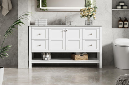 54 inch Single Bathroom Vanity in White