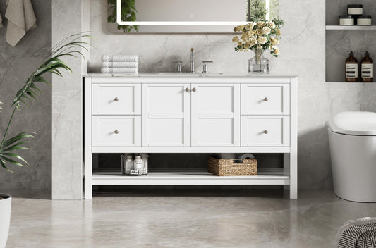 54 inch Single Bathroom Vanity in White