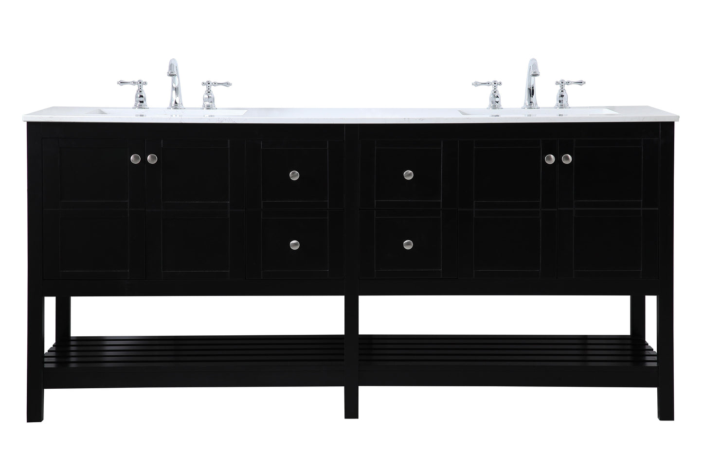 72 inch Double Bathroom Vanity in Black