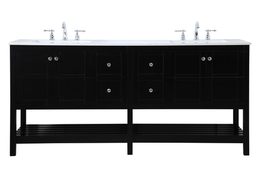 72 inch Double Bathroom Vanity in Black