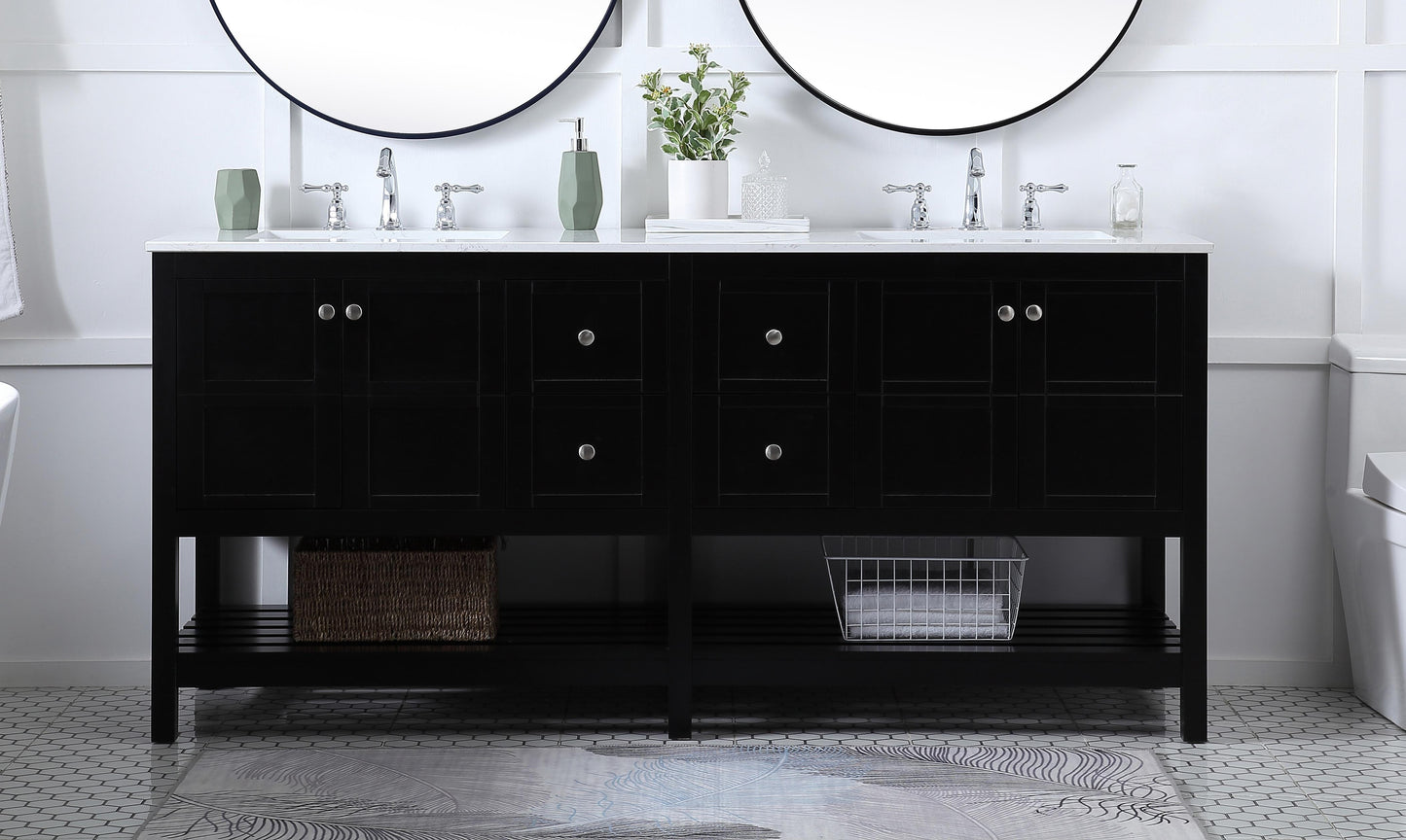 72 inch Double Bathroom Vanity in Black