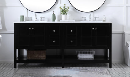 72 inch Double Bathroom Vanity in Black