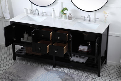 72 inch Double Bathroom Vanity in Black