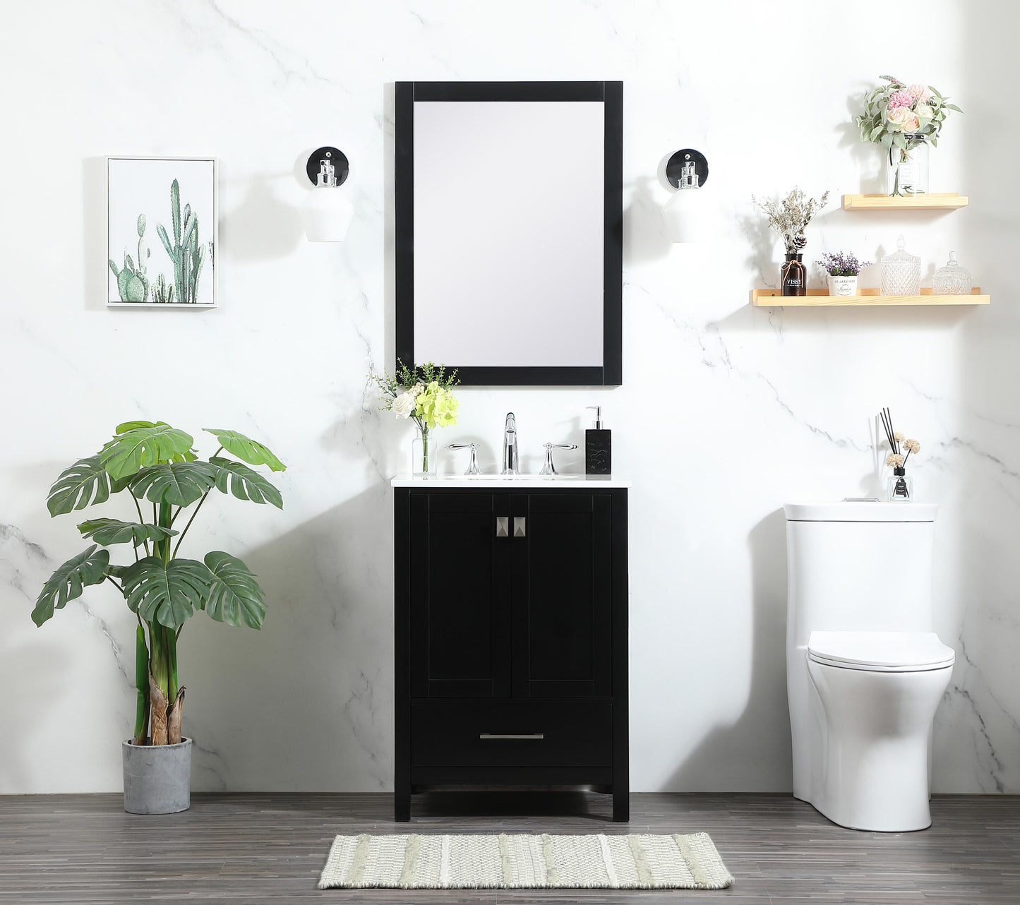 24 inch Single bathroom vanity in black