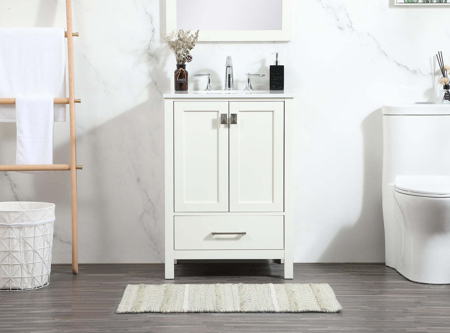 24 inch Single bathroom vanity in white