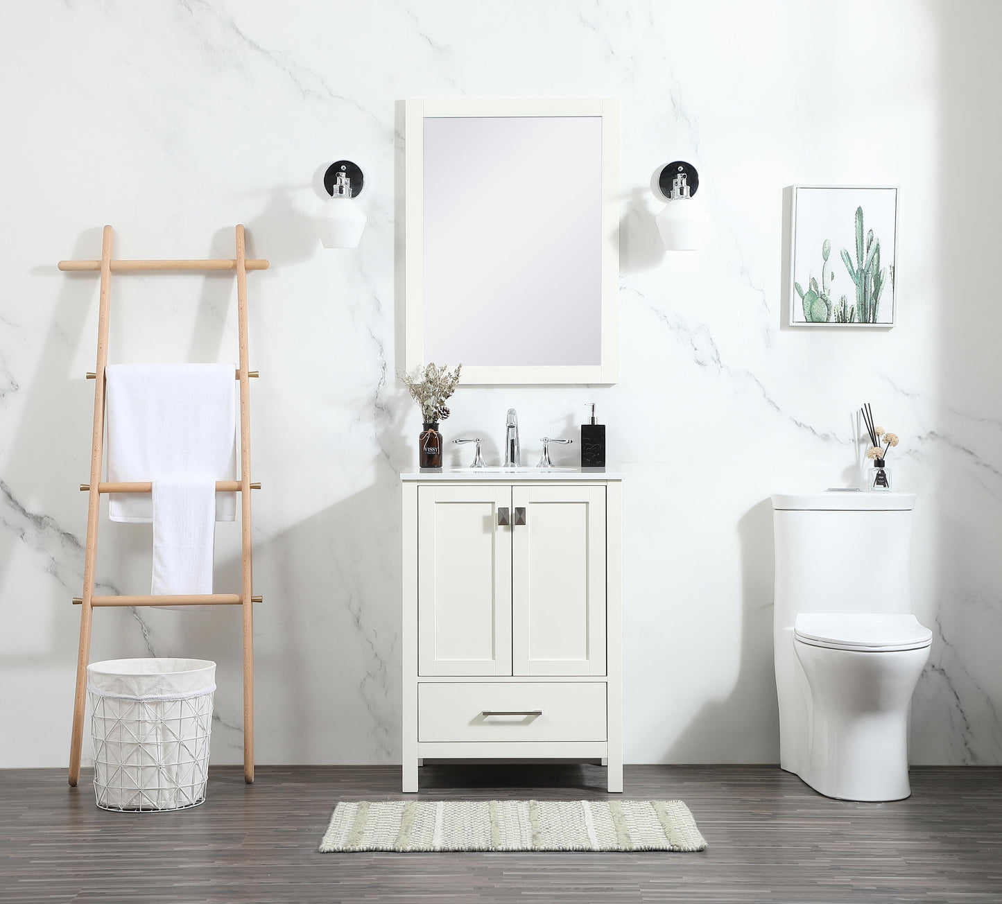 24 inch Single bathroom vanity in white