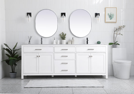 84 Inch Double Bathroom Vanity In White