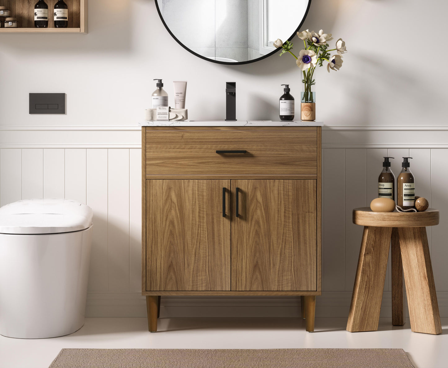 Chandler 30 inch Single Bathroom Vanity in Walnut Brown