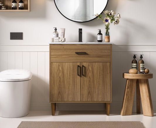 Chandler 30 inch Single Bathroom Vanity in Walnut Brown