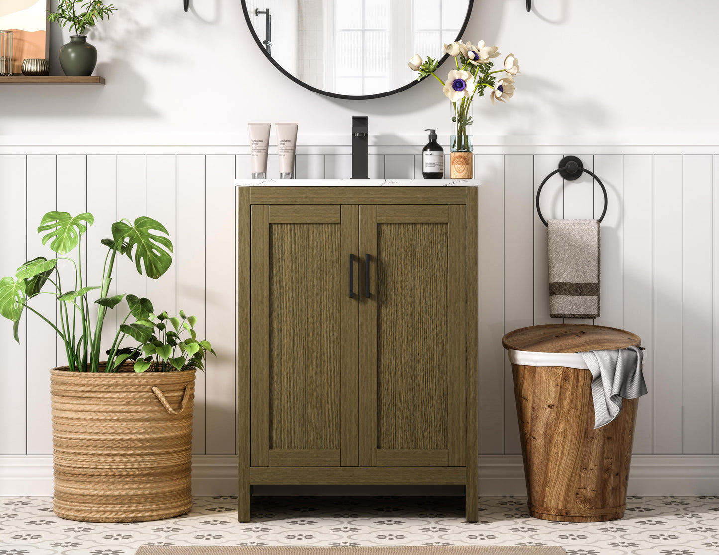 Finnley 24 inch Single Bathroom Vanity in Chestnut Brown