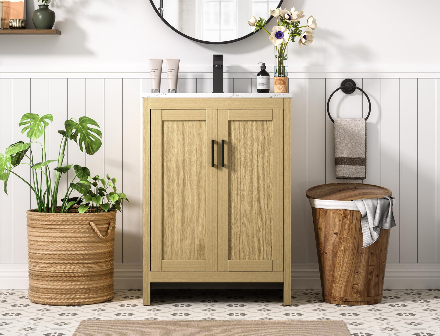 Finnley 24 inch Single Bathroom Vanity in Honey Brown