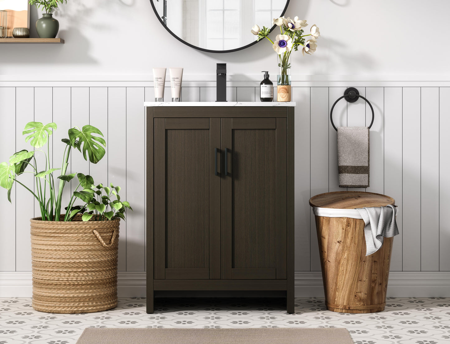 Finnley 24 inch Single Bathroom Vanity in Mocha Brown