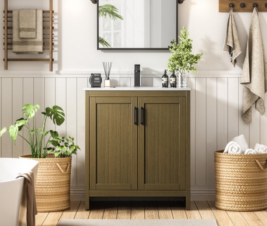 Finnley 30 inch Single Bathroom Vanity in Chestnut Brown