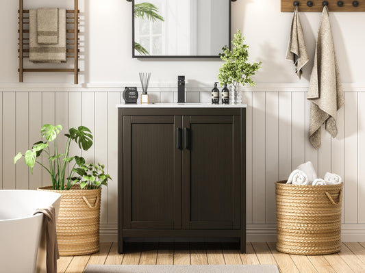 Finnley 30 inch Single Bathroom Vanity in Mocha Brown